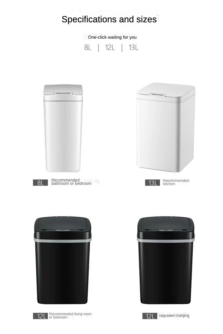 Smart trash can fully automatic electric induction pedal-free living room trash can with cover