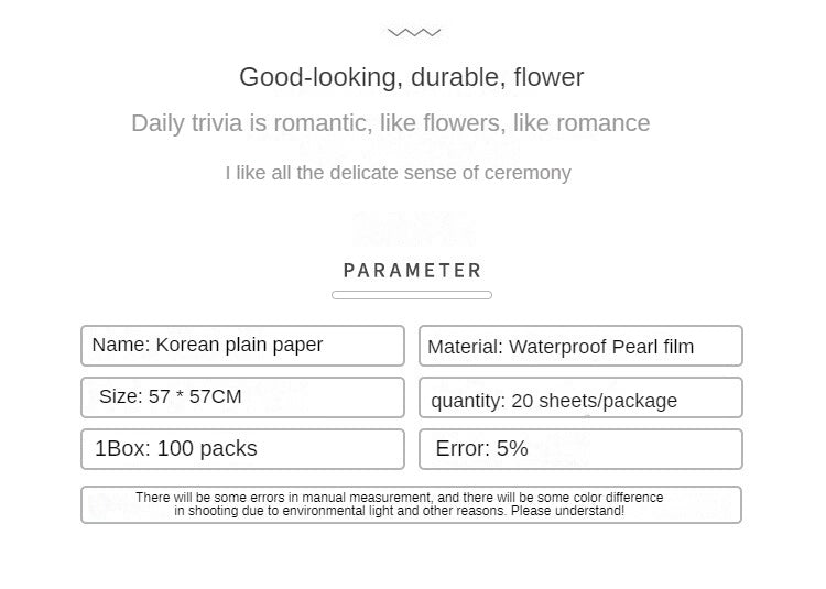 CA-Fresh Flower Wrapping Paper,traditional Korean paper,Waterproof Matte Paper,Paper for Wrapping Bouquets