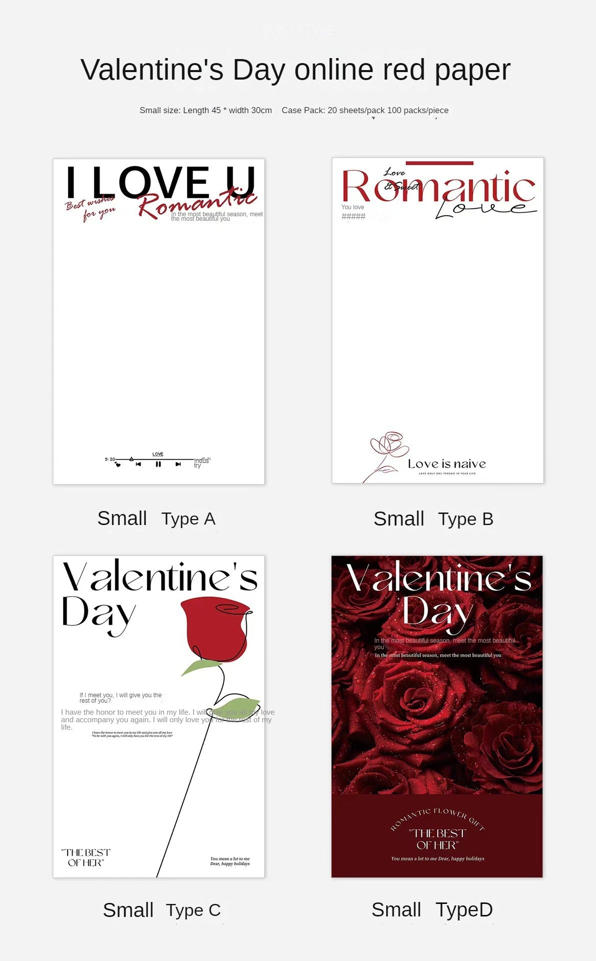 AL-Valentine's Day Confession Letter,Minimalist Trendy Paper,Floral Arrangement Bouquet Wrapping Paper,Fresh Flower DIY Packaging Materials