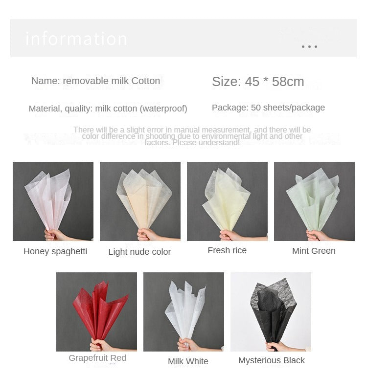 Waterproof Milk Cotton Paper,Pull-Out Flower Wrapping Paper,Non-Woven Lining Cotton Paper