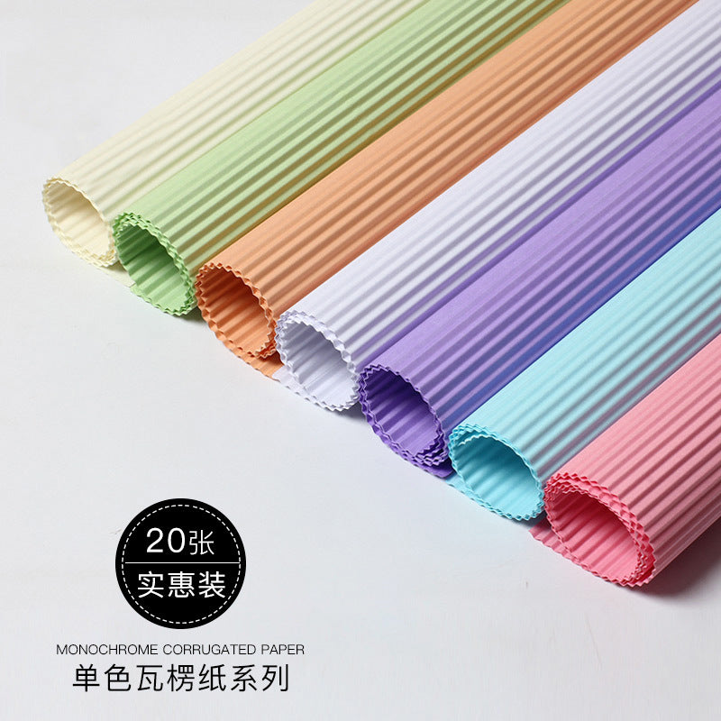 AD-Solid Color Corrugated Paper,Crepe Paper,Fresh Flower Wrapping Paper,Handcrafted Wavy Pattern,Bouquet Wrapping Floral Paper,Flower Shop Floral Craft Materials