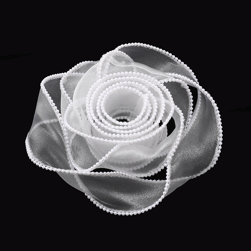SJ-Gold Edging,Fish Tail Organza Ribbon,Polyester Organza Floral Ribbon,Cake Box Gift Box Bow,Packaging Woven Ribbon,Ribbon
