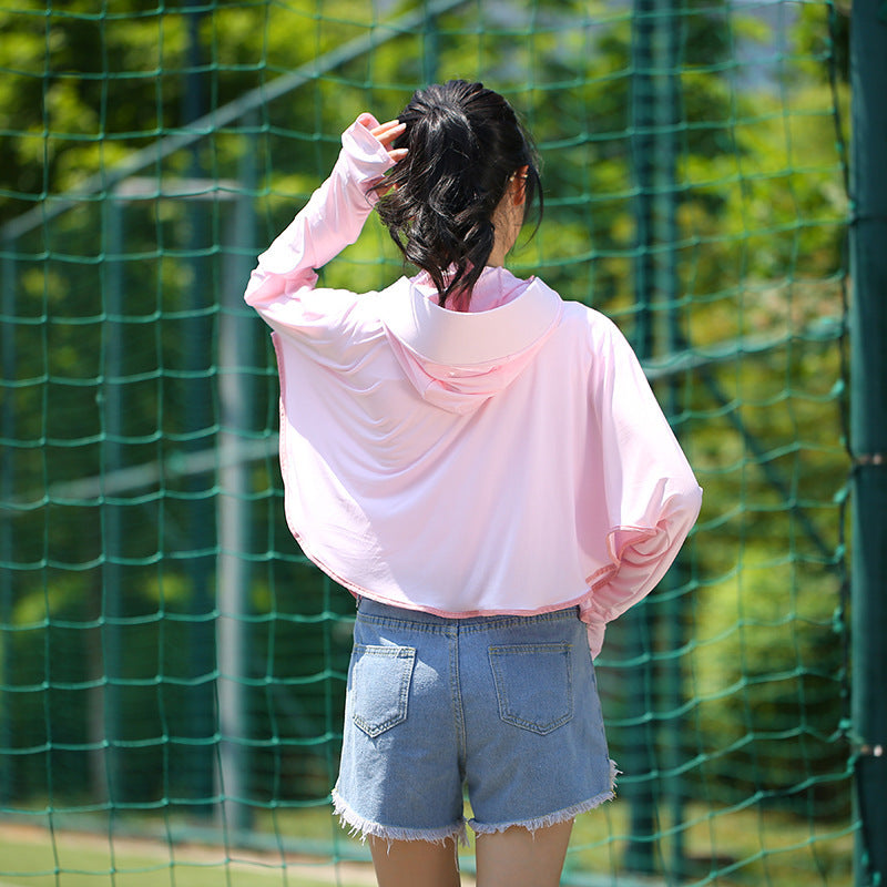 Women's Anti-UV Shirt Hooded Sun Protection Shawl with Mask