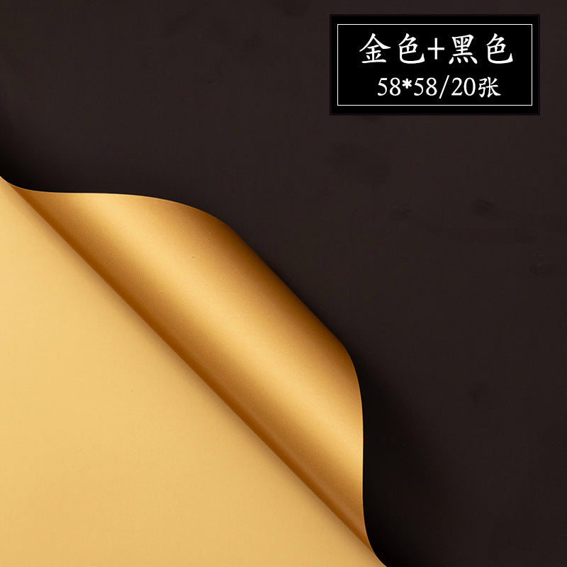 AE-Dual-Tone Floral Wrapping Paper,Bouquet Packaging Material,Gold Waterproof Elegance Paper,Thickened Hanfei Paper,Gilded Color Paper