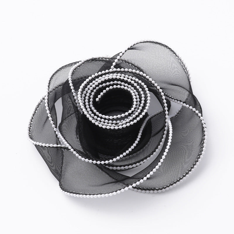 SJ-Gold Edging,Fish Tail Organza Ribbon,Polyester Organza Floral Ribbon,Cake Box Gift Box Bow,Packaging Woven Ribbon,Ribbon