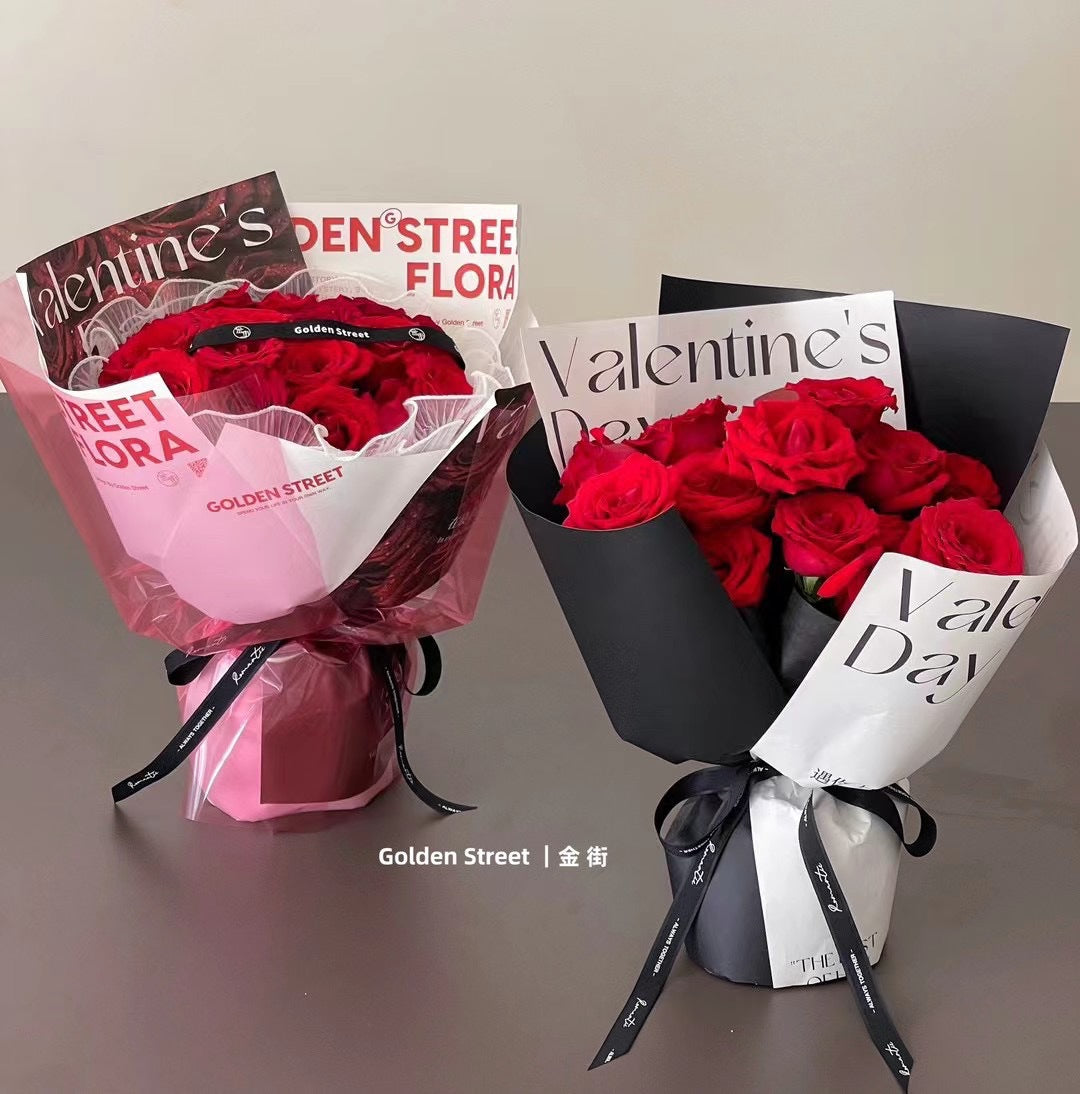 AL-Valentine's Day Confession Letter,Minimalist Trendy Paper,Floral Arrangement Bouquet Wrapping Paper,Fresh Flower DIY Packaging Materials