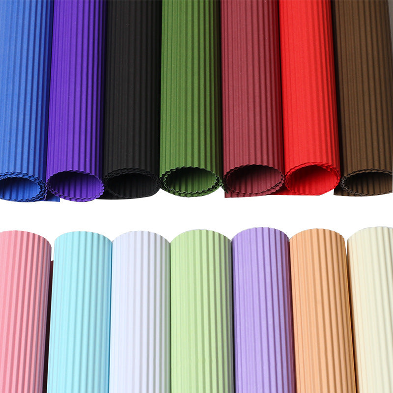 AD-Solid Color Corrugated Paper,Crepe Paper,Fresh Flower Wrapping Paper,Handcrafted Wavy Pattern,Bouquet Wrapping Floral Paper,Flower Shop Floral Craft Materials