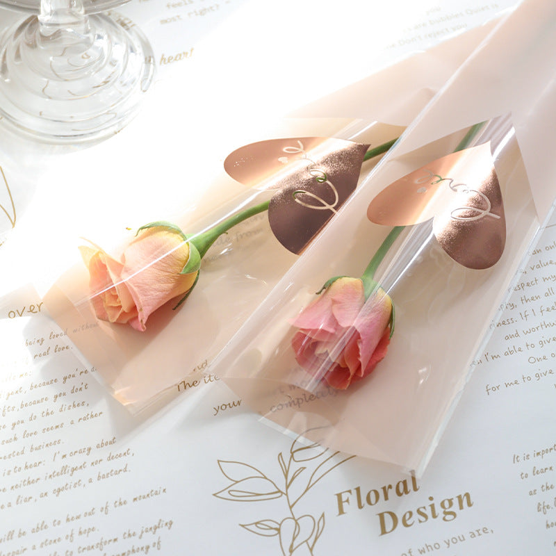 DC-hot-stamped triangular bag,single-stem bouquet rose packaging bag,floral art fresh flower packaging bag