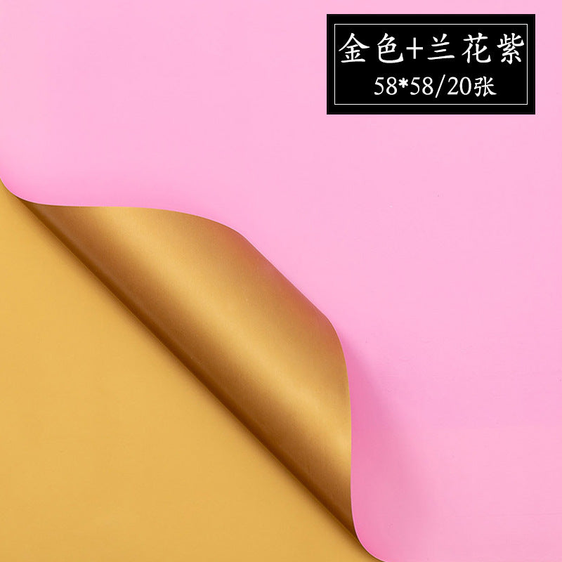 AE-Dual-Tone Floral Wrapping Paper,Bouquet Packaging Material,Gold Waterproof Elegance Paper,Thickened Hanfei Paper,Gilded Color Paper