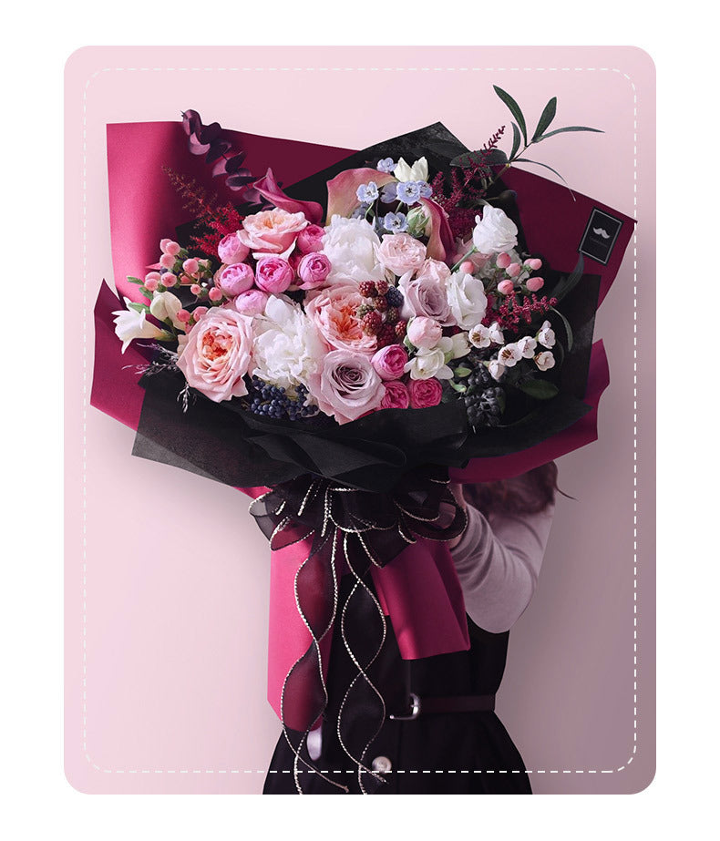 CC- pure color mocha paper flower wrapping paper floral packaging waterproof thickened kraft paper bouquet flower shop rose wrapping paper