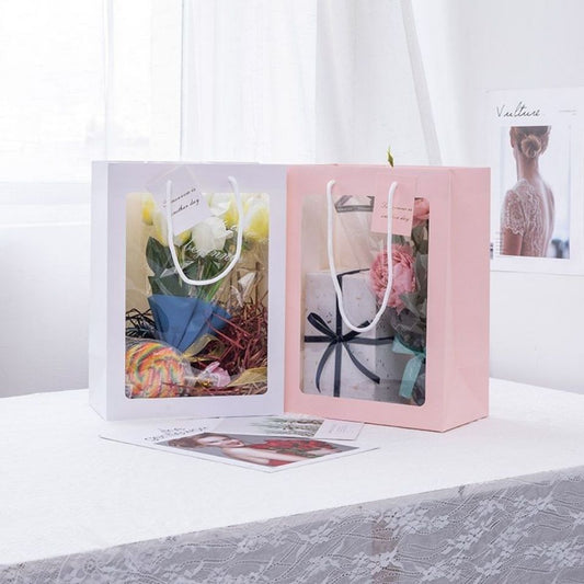 Flower display bag,Clear window tote bag,Gift bag