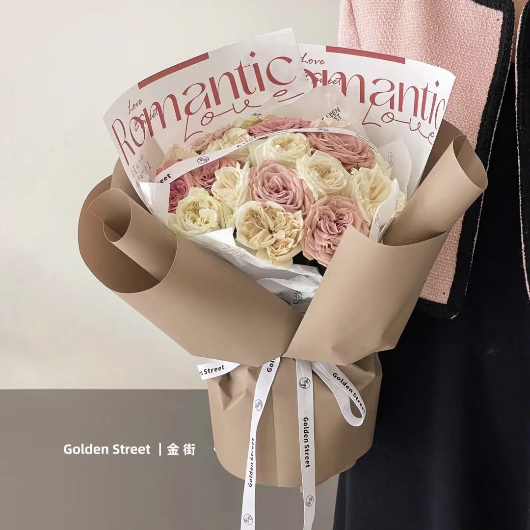 AL-Valentine's Day Confession Letter,Minimalist Trendy Paper,Floral Arrangement Bouquet Wrapping Paper,Fresh Flower DIY Packaging Materials