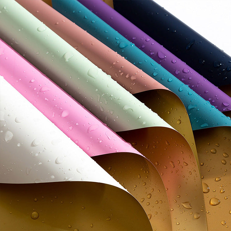 AE-Dual-Tone Floral Wrapping Paper,Bouquet Packaging Material,Gold Waterproof Elegance Paper,Thickened Hanfei Paper,Gilded Color Paper