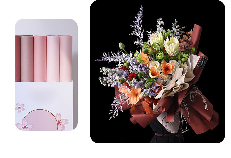 CC- pure color mocha paper flower wrapping paper floral packaging waterproof thickened kraft paper bouquet flower shop rose wrapping paper