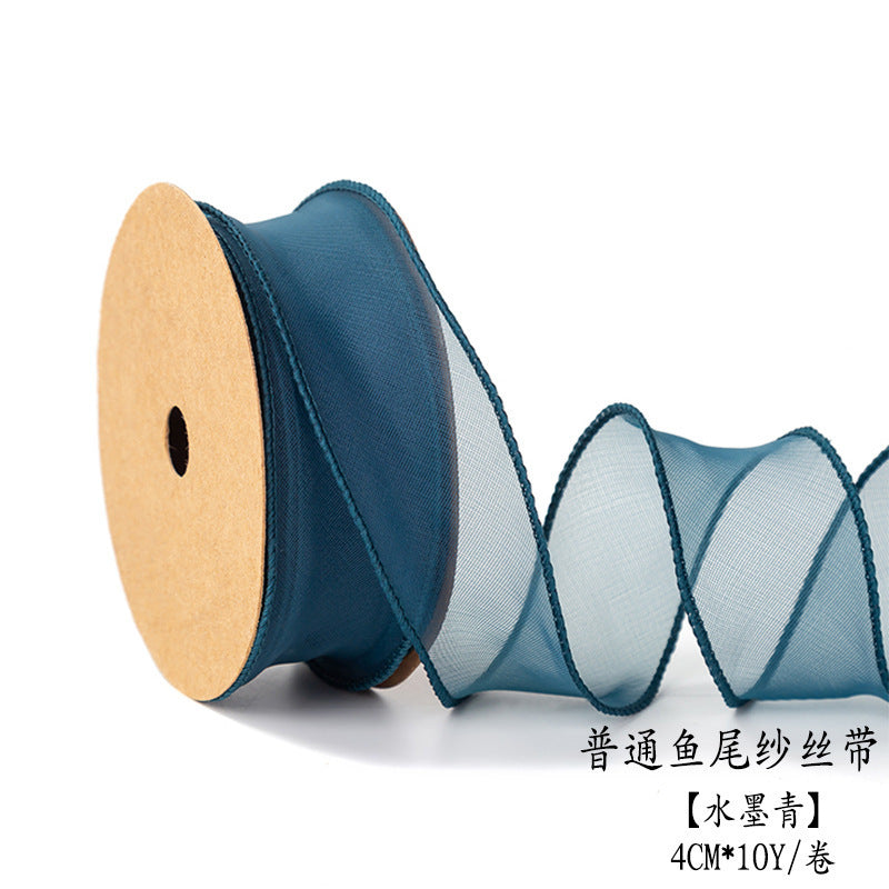 SJ-Gold Edging,Fish Tail Organza Ribbon,Polyester Organza Floral Ribbon,Cake Box Gift Box Bow,Packaging Woven Ribbon,Ribbon