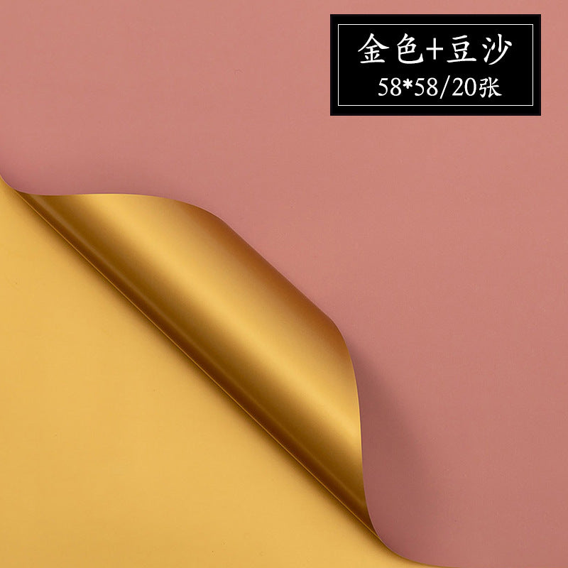 AE-Dual-Tone Floral Wrapping Paper,Bouquet Packaging Material,Gold Waterproof Elegance Paper,Thickened Hanfei Paper,Gilded Color Paper