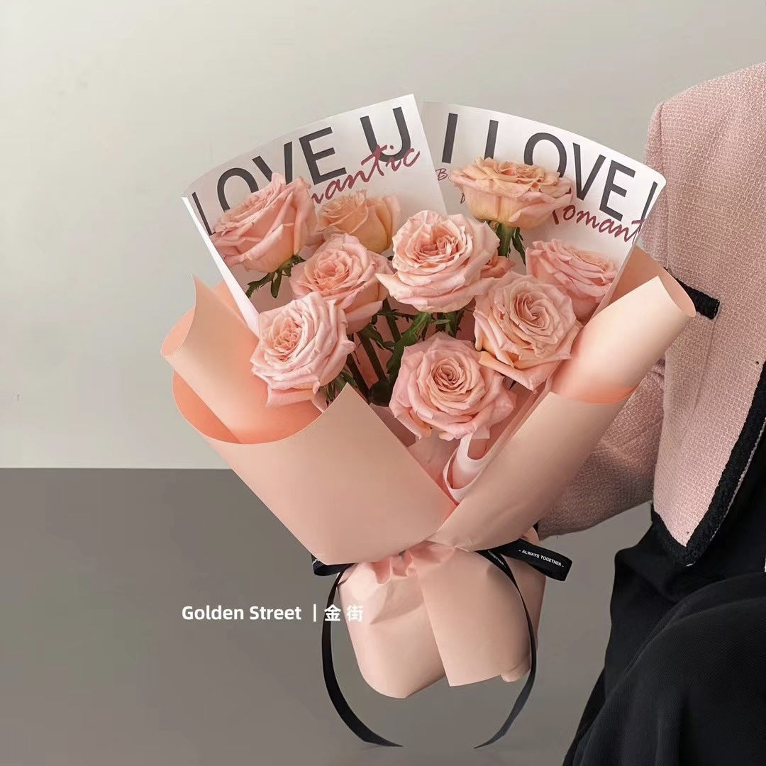 AL-Valentine's Day Confession Letter,Minimalist Trendy Paper,Floral Arrangement Bouquet Wrapping Paper,Fresh Flower DIY Packaging Materials