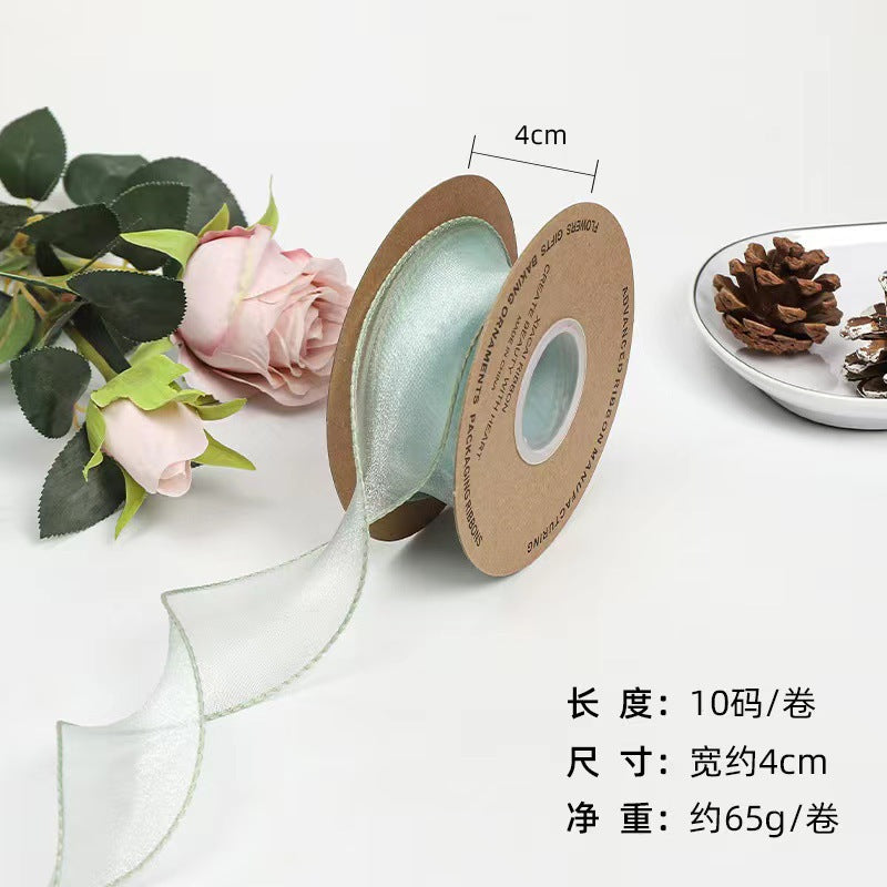 SJ-Gold Edging,Fish Tail Organza Ribbon,Polyester Organza Floral Ribbon,Cake Box Gift Box Bow,Packaging Woven Ribbon,Ribbon