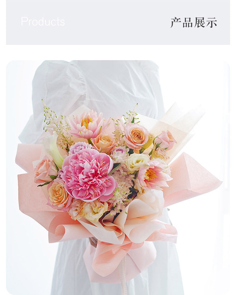 CC- pure color mocha paper flower wrapping paper floral packaging waterproof thickened kraft paper bouquet flower shop rose wrapping paper