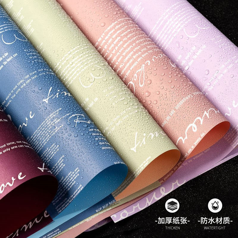 AS-Elegant Paper,Fresh Flower Bouquet Wrapping Paper,Double-Sided Floral Paper