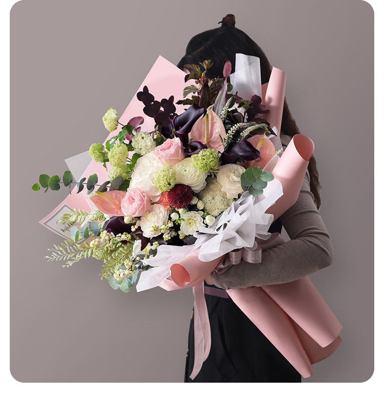 CC- pure color mocha paper flower wrapping paper floral packaging waterproof thickened kraft paper bouquet flower shop rose wrapping paper