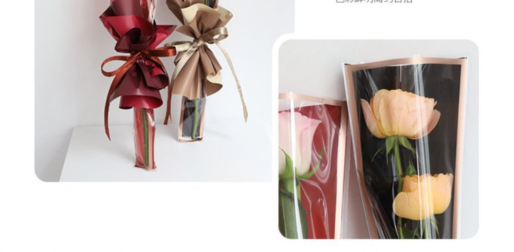 Transparent Waterproof Gold-Edged Simple Frame Flower Packaging Bag