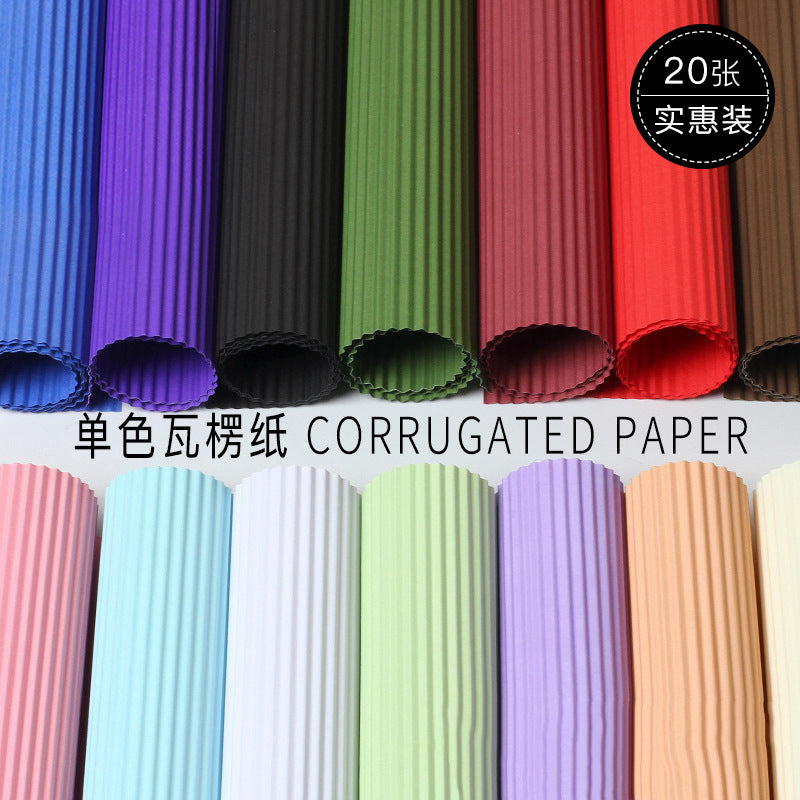 AD-Solid Color Corrugated Paper,Crepe Paper,Fresh Flower Wrapping Paper,Handcrafted Wavy Pattern,Bouquet Wrapping Floral Paper,Flower Shop Floral Craft Materials