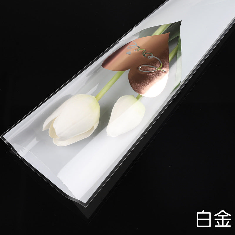 DC-hot-stamped triangular bag,single-stem bouquet rose packaging bag,floral art fresh flower packaging bag