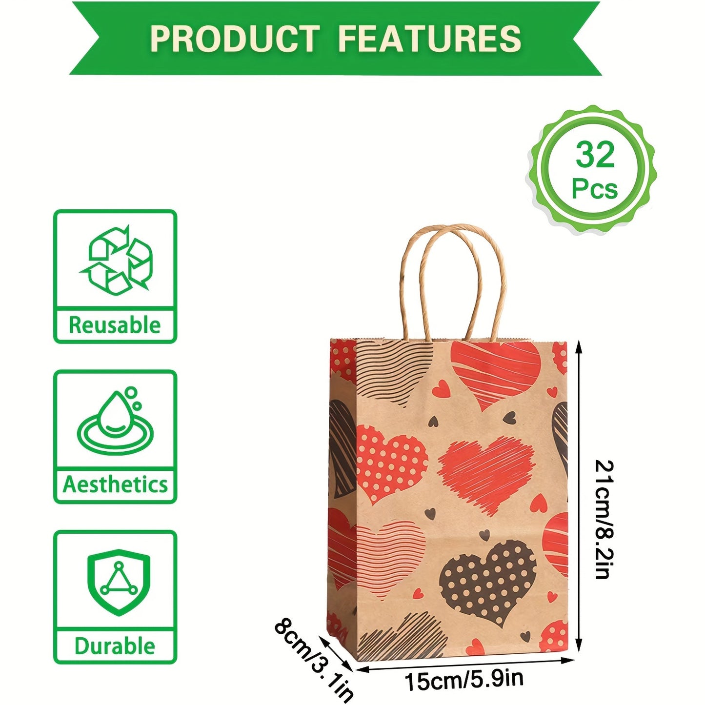 32pcs, Valentine's Day Paper Gift Bags With Handle Valentines Candy Bags, Goodie Bags Valentine's Day Party Favors For Funny Gift Exchange Novelty Gift Giving Gift Wrapping, 8.2 X 5.9 X 3.1 In, Small Business Supplies, Shopping Bag, Party Gift Bag