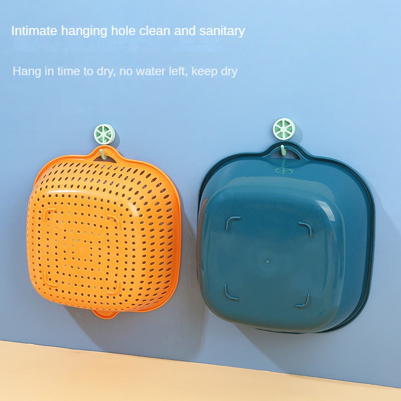 Home Kitchen Multifunctional Plastic Square Vegetable Wash Basket Double Drainer Basket Six-piece set