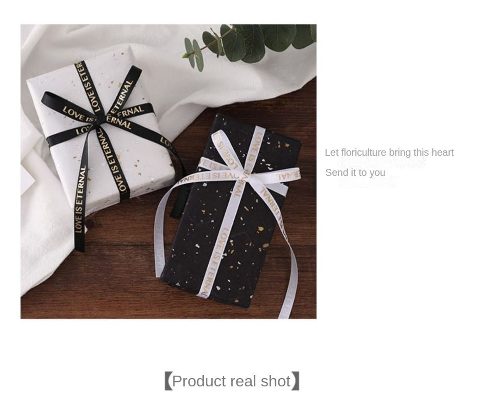 SB-Ribbon,Fresh Flower Packaging Ribbon,Floral Art Foil-Stamped Twill Ribbon,Love Is Eternal Letter Floral Bouquet Ribbon