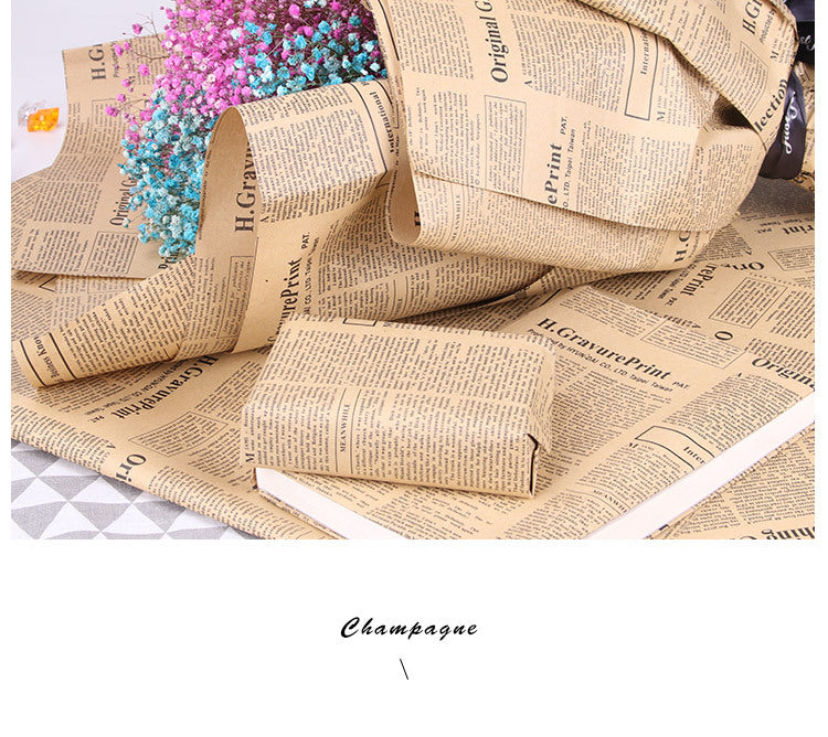 Vintage English Newspaper Kraft Paper,Newspaper Bouquet Gift Wrapping Material,Fresh Flower Wrapping Paper,Floral Wrapping Paper
