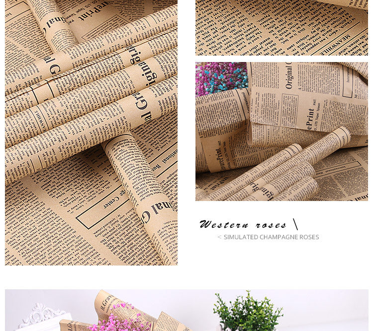 Vintage English Newspaper Kraft Paper,Newspaper Bouquet Gift Wrapping Material,Fresh Flower Wrapping Paper,Floral Wrapping Paper