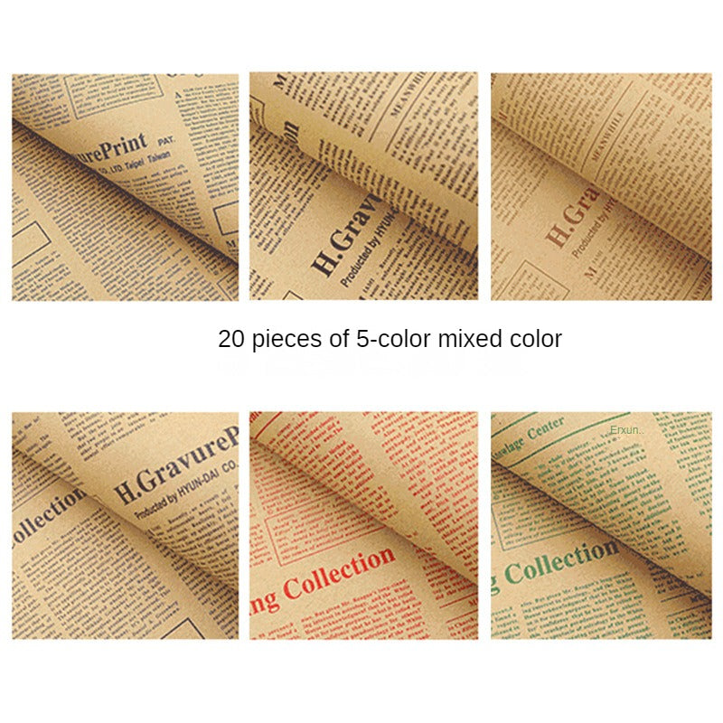 Vintage English Newspaper Kraft Paper,Newspaper Bouquet Gift Wrapping Material,Fresh Flower Wrapping Paper,Floral Wrapping Paper