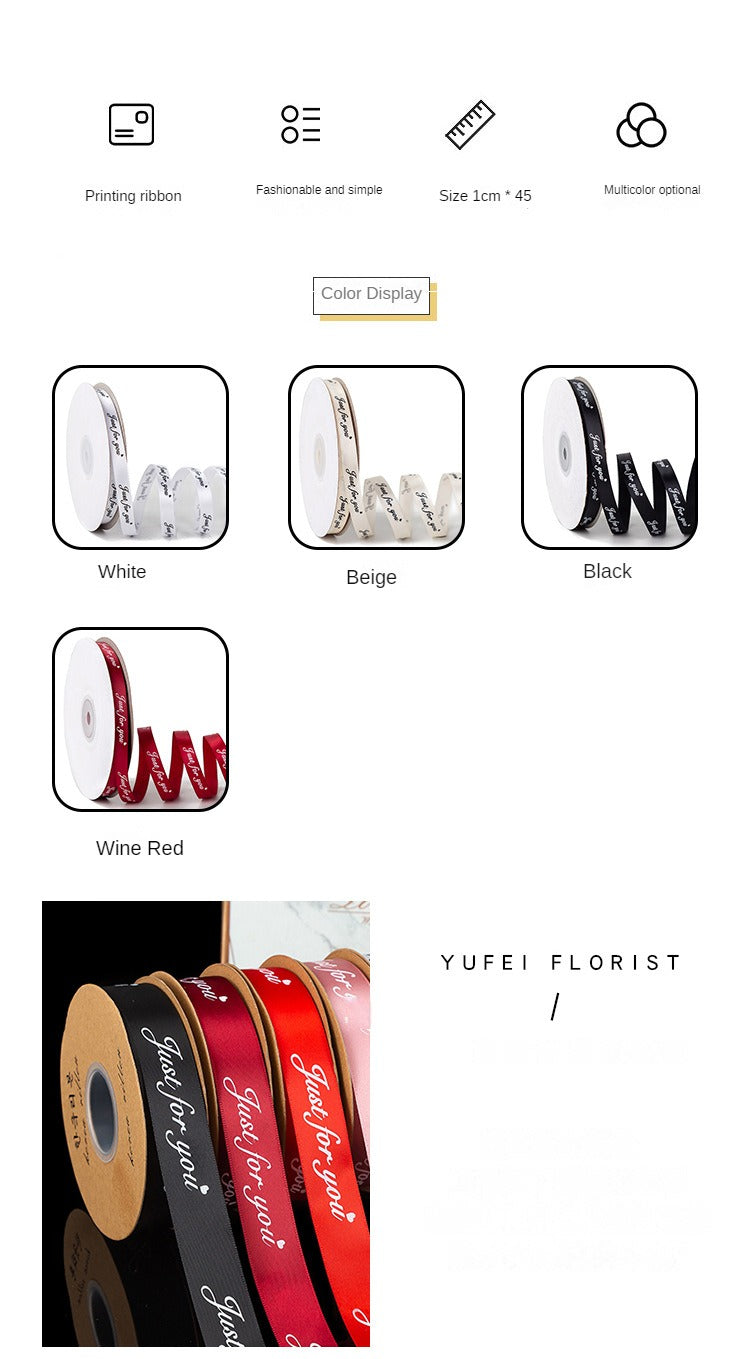 SA-2.5cm gift flowers packaging bag flower cake ribbon ribbon printing English letter ribbon bouquet ribbon wholesale