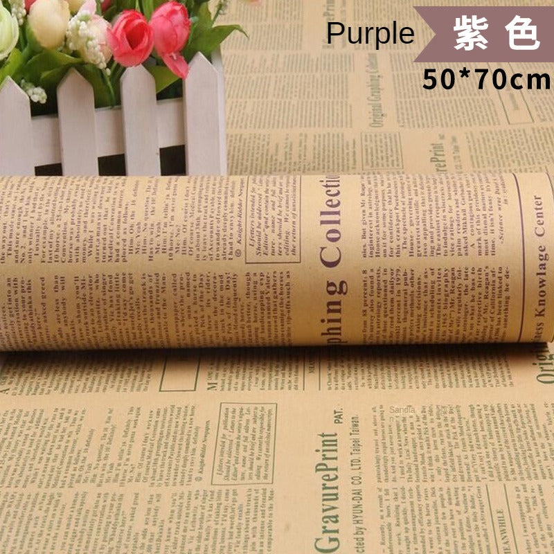 Vintage English Newspaper Kraft Paper,Newspaper Bouquet Gift Wrapping Material,Fresh Flower Wrapping Paper,Floral Wrapping Paper