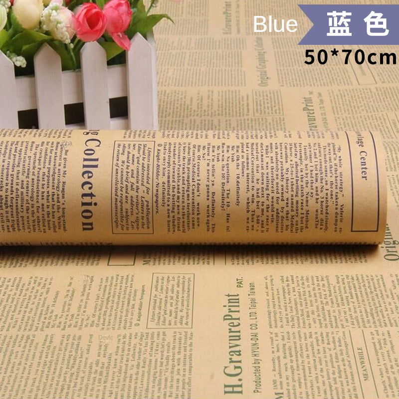 Vintage English Newspaper Kraft Paper,Newspaper Bouquet Gift Wrapping Material,Fresh Flower Wrapping Paper,Floral Wrapping Paper