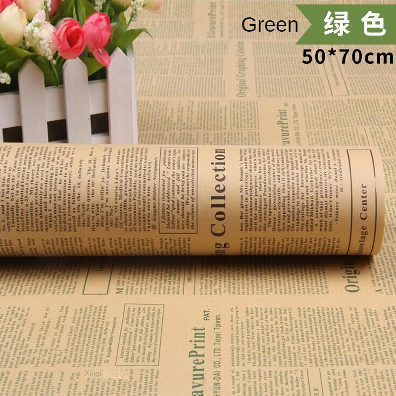 Vintage English Newspaper Kraft Paper,Newspaper Bouquet Gift Wrapping Material,Fresh Flower Wrapping Paper,Floral Wrapping Paper