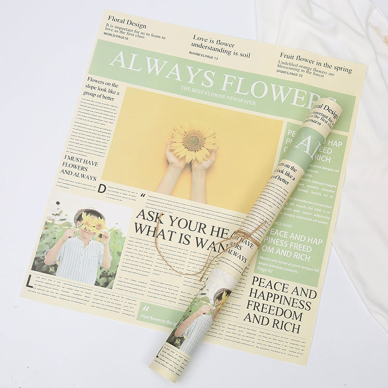 Vintage English Newspaper Kraft Paper,Newspaper Bouquet Gift Wrapping Material,Fresh Flower Wrapping Paper,Floral Wrapping Paper