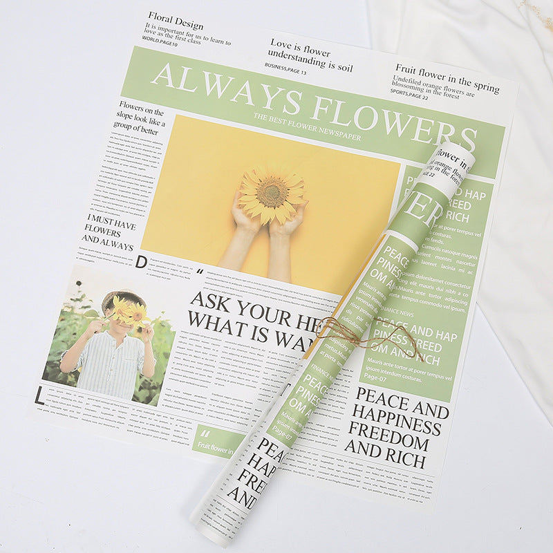 Vintage English Newspaper Kraft Paper,Newspaper Bouquet Gift Wrapping Material,Fresh Flower Wrapping Paper,Floral Wrapping Paper