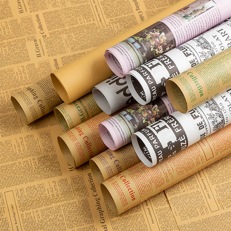 Vintage English Newspaper Kraft Paper,Newspaper Bouquet Gift Wrapping Material,Fresh Flower Wrapping Paper,Floral Wrapping Paper