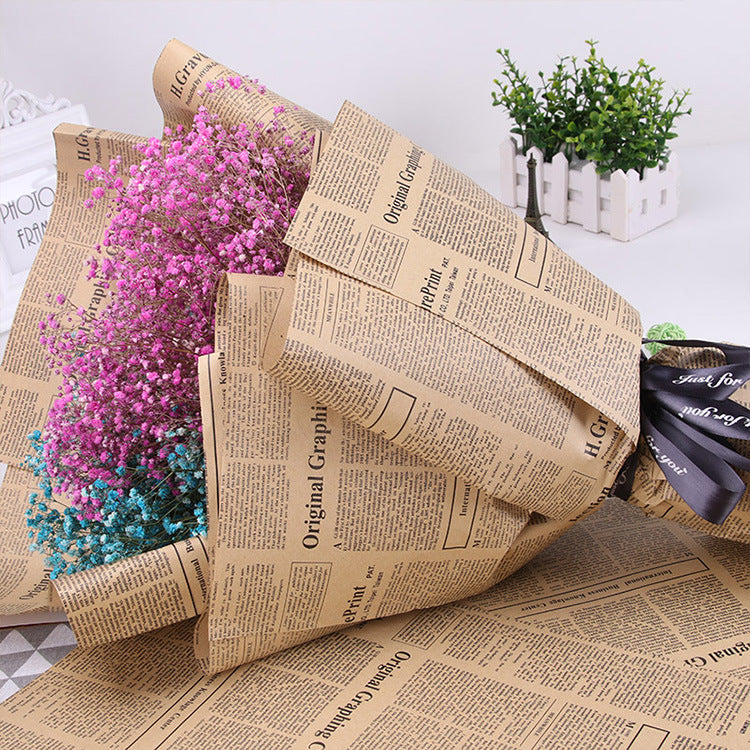 Vintage English Newspaper Kraft Paper,Newspaper Bouquet Gift Wrapping Material,Fresh Flower Wrapping Paper,Floral Wrapping Paper