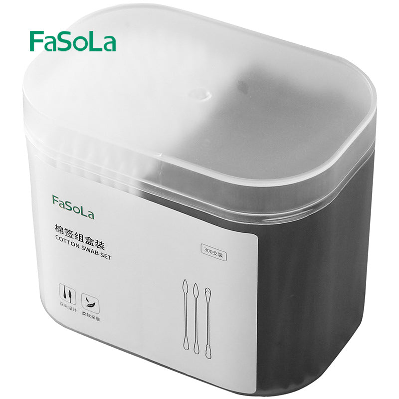 300pcs Natural Cotton Swabs With Storage Box - Perfect for Makeup & Ear Care!