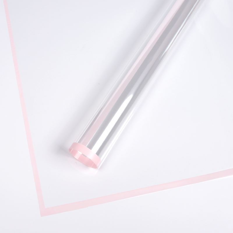 AT-Transparent Fresh Flower Wrapping Paper,Colored Border Waterproof Dust-proof Flower Bouquet Wrapping Glass Paper,Flower Shop Floral Packaging Materials