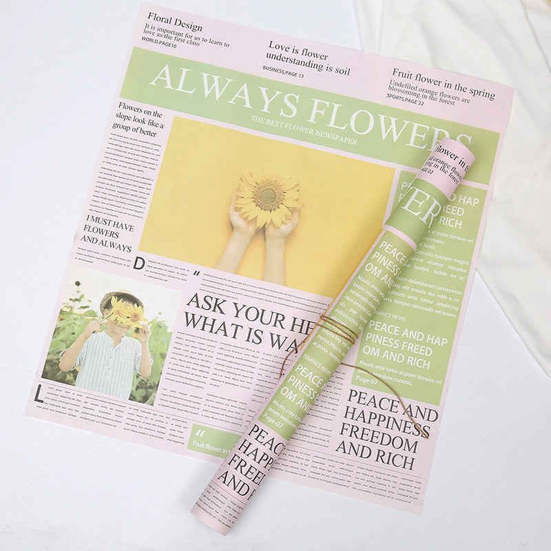 Vintage English Newspaper Kraft Paper,Newspaper Bouquet Gift Wrapping Material,Fresh Flower Wrapping Paper,Floral Wrapping Paper