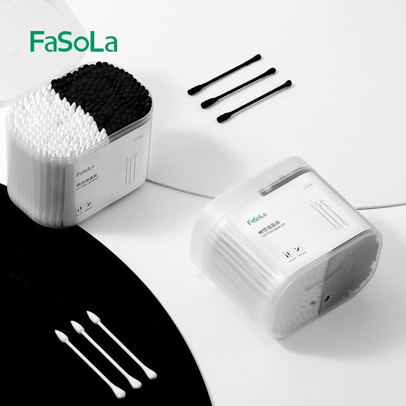 300pcs Natural Cotton Swabs With Storage Box - Perfect for Makeup & Ear Care!