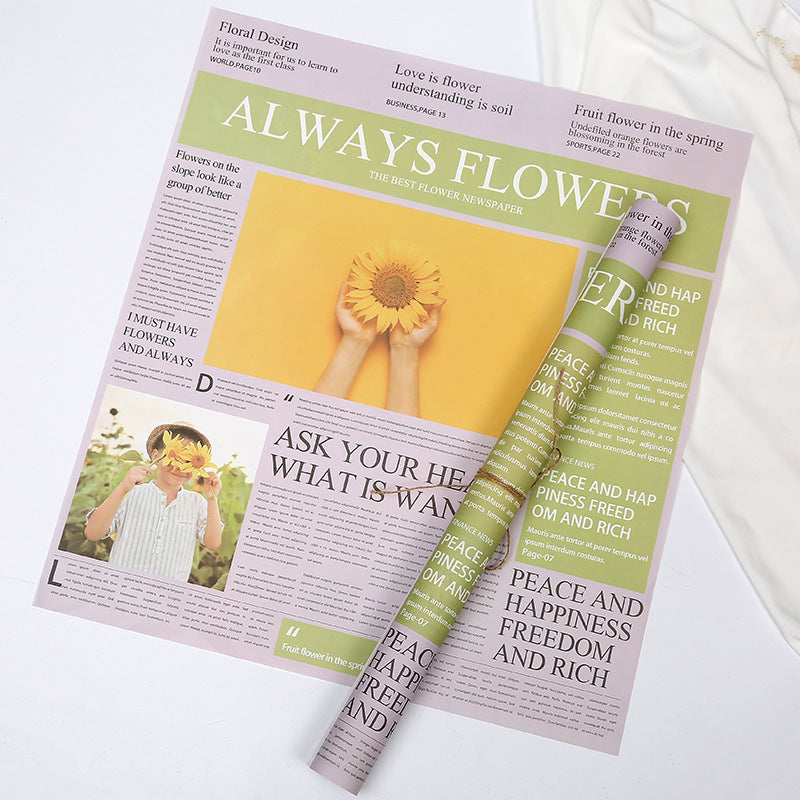 Vintage English Newspaper Kraft Paper,Newspaper Bouquet Gift Wrapping Material,Fresh Flower Wrapping Paper,Floral Wrapping Paper