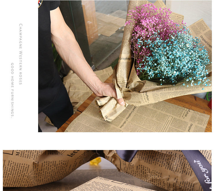 Vintage English Newspaper Kraft Paper,Newspaper Bouquet Gift Wrapping Material,Fresh Flower Wrapping Paper,Floral Wrapping Paper