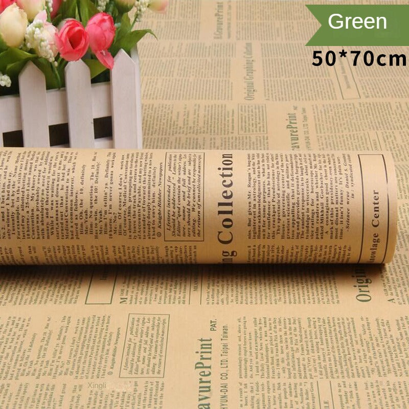 Vintage English Newspaper Kraft Paper,Newspaper Bouquet Gift Wrapping Material,Fresh Flower Wrapping Paper,Floral Wrapping Paper