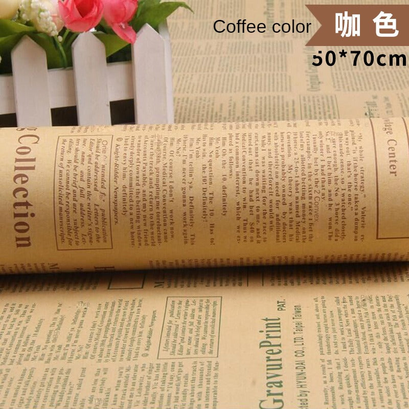 Vintage English Newspaper Kraft Paper,Newspaper Bouquet Gift Wrapping Material,Fresh Flower Wrapping Paper,Floral Wrapping Paper